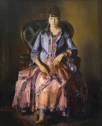 Emma in un vestito viola